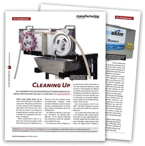 Manufacturing Today article featuring Oil Skimmers, Inc.